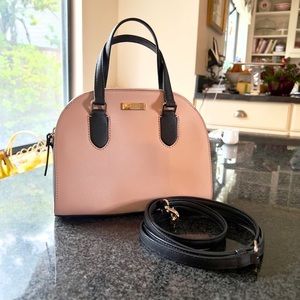 Kate Spade Laurel Way Reiley Mini Dome Satchel in Warm Vellum nude pink & Black